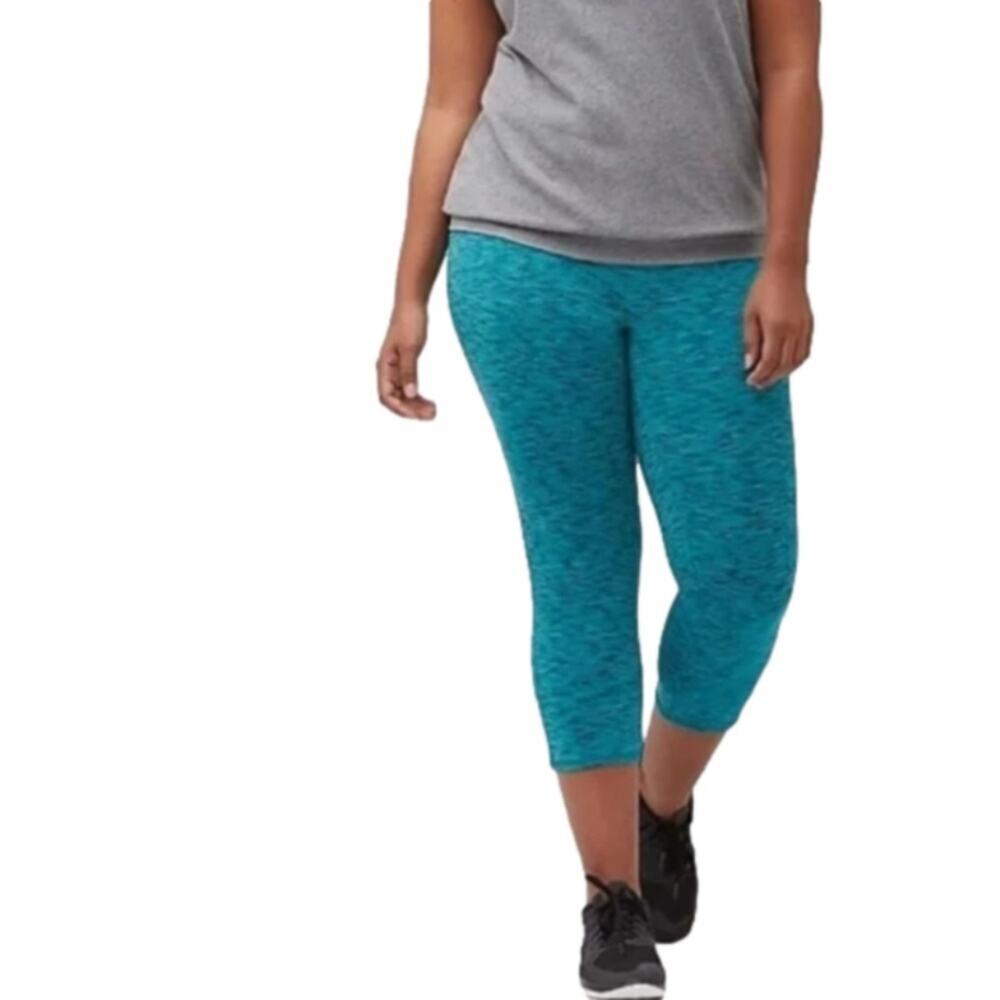 Lane Bryant Livi Active Women Plus Size‎ Spacedye Capri Leggings Teal Blue 18/20